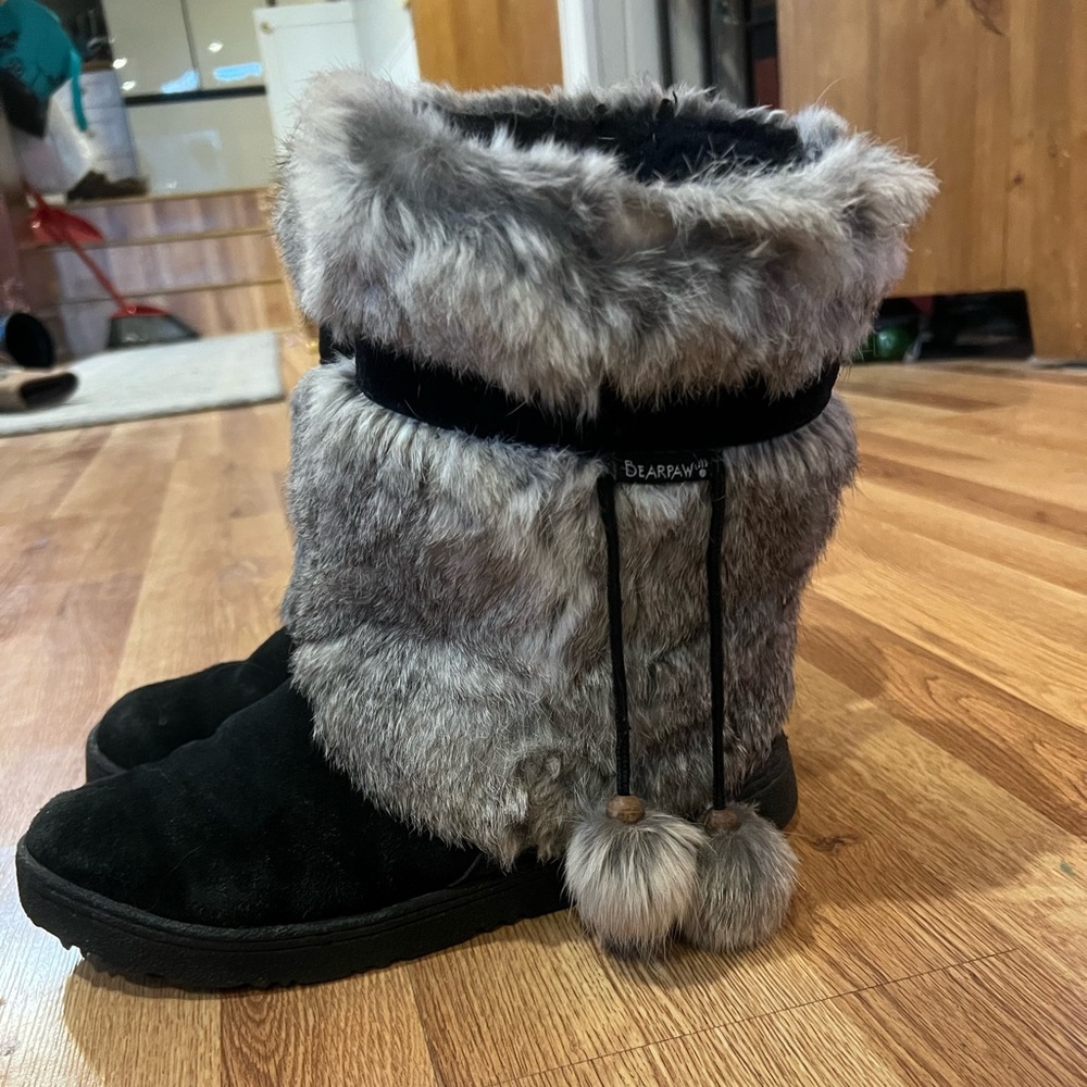 Bearpaw real suede and rabbit fur boots